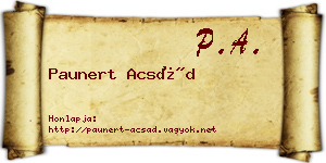 Paunert Acsád névjegykártya